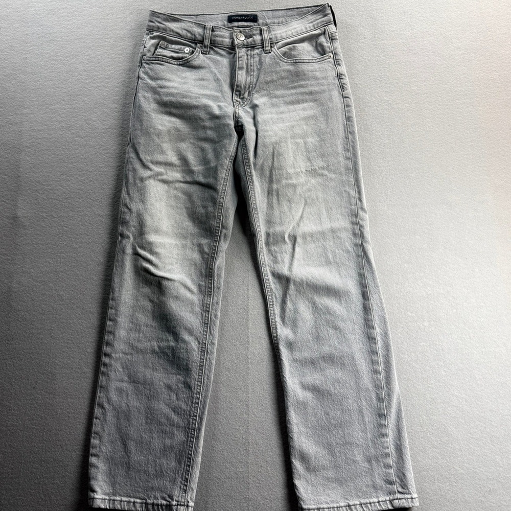 Aeropostale Low Rise Baggy Jeans Women 2 Short Gray Denim 30x28